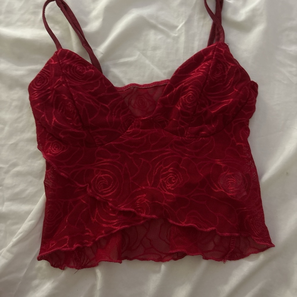 Edikted Red Lace Crop Top